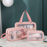 Set of 3 Pcs PVC Cosmetic Bags Travel Toiletry Bags Pink