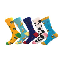 5 Pairs of Women Novelty Socks Fruit Pattern Socks Set-Fruit + Vegetable