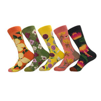 5 Pairs of Women Novelty Socks Fruit Pattern Socks Set-Flower