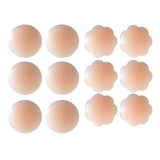 6 Pairs of Reusable Women's Nipple Covers Nipple Covering Stickers-Round + Flower Shape