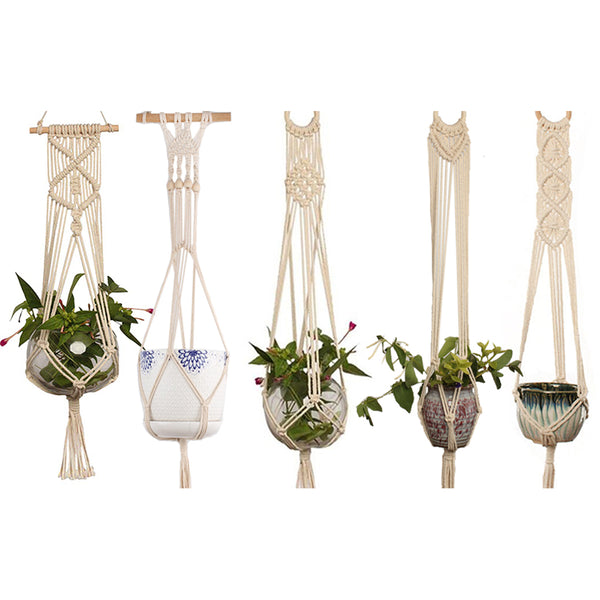 Plant Pot Holder Cotton Macrame Hanger Flowerpot Braided Basket Hemp