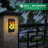 66LED Solar Flame Wall Light Outdoor Garden Decor