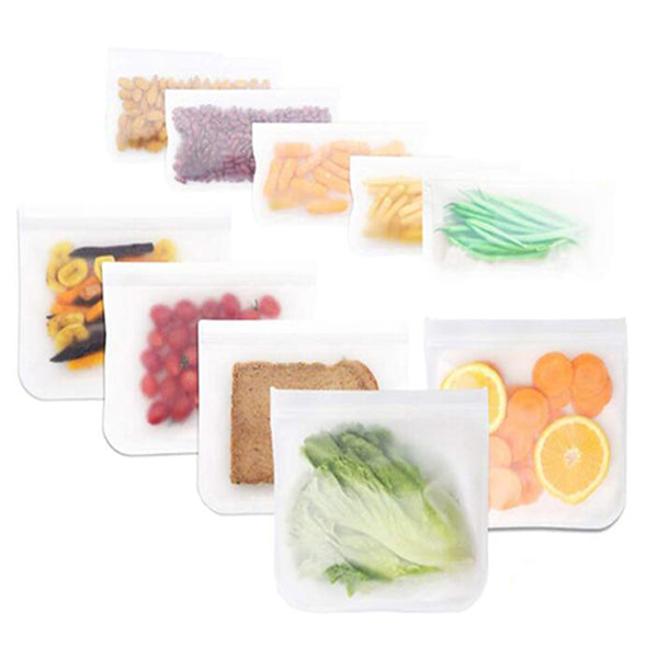 5X Reusable Food Storage Bags Double Ziplock Leakproof Sandwich Bag Fruit Vegetables Storage Pouch