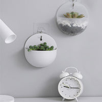 2 or 4Pcs Plastic Half Round Mini Planter Wall Mounting Hanging Plant Pots Home Decoration