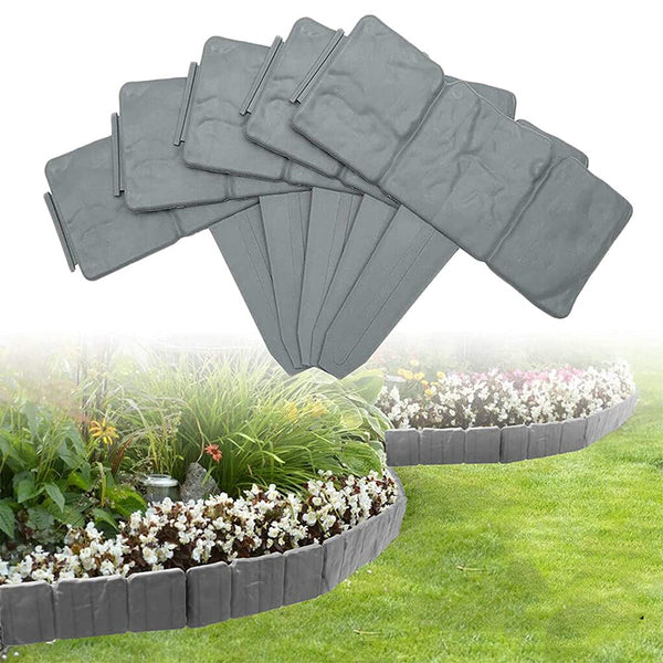 10pcs Cobbled Stone-Effect Garden Edging