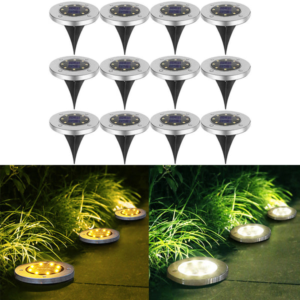 12 X 8 LED Solar Power Lights Garden Ground Outdoor Lamps for Yard Fences Walkway Lawn