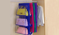 6-Pocket Shelf Bags Handbags Hanging Organizer Storage Closet Rack Hanger