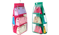 6-Pocket Shelf Bags Handbags Hanging Organizer Storage Closet Rack Hanger