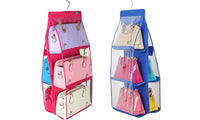 6-Pocket Shelf Bags Handbags Hanging Organizer Storage Closet Rack Hanger