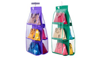 6-Pocket Shelf Bags Handbags Hanging Organizer Storage Closet Rack Hanger