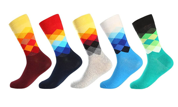 5 Pairs of Men Socks Colourful Design Socks Casual Socks British Style Socks