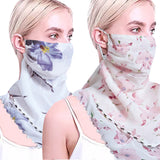 Women Flower Print Lightweight Scarf Sun Protection Breathable Face Mask Outdoor Soft Mask