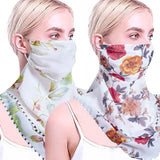 Women Flower Print Lightweight Scarf Sun Protection Breathable Face Mask Outdoor Soft Mask