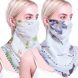 Women Flower Print Lightweight Scarf Sun Protection Breathable Face Mask Outdoor Soft Mask