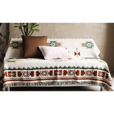 Double Sides Boho Woven Throw Blanket Camping Blanket for Couch Bed Beige