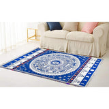 Double Sides Boho Woven Throw Blanket Camping Blanket for Couch Bed Blue