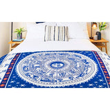 Double Sides Boho Woven Throw Blanket Camping Blanket for Couch Bed Blue