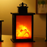 Flameless LED Light Fireplace Lantern 14x14x17cm