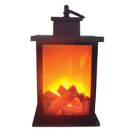 Flameless LED Light Fireplace Lantern 14x14x17cm