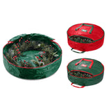 Green Christmas Wreath Storage Bag Zipper Xmas Organized Bag Handles Container