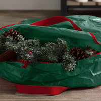 Green Christmas Wreath Storage Bag Zipper Xmas Organized Bag Handles Container