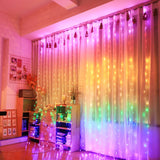 3M Christmas Rainbow LED Curtain Lights Remote Control String Lights