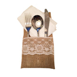 6pcs/12pcs Christmas Tableware Packing Bags Knife and Fork Bags Linen Lace Cutlery Holders Party Decorations