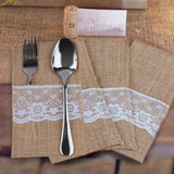 6pcs/12pcs Christmas Tableware Packing Bags Knife and Fork Bags Linen Lace Cutlery Holders Party Decorations