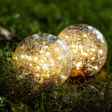 2pcs Cracked Glass Solar Globe Lights Solar Powered Ground Plug Light Garden Decoration Light