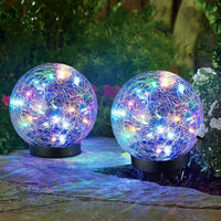 Cracked Glass Solar Globe Lights Solar Powered Ground Plug Light Garden Decoration Light