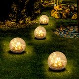 2pcs Cracked Glass Solar Globe Lights Solar Powered Ground Plug Light Garden Decoration Light