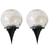 2pcs Cracked Glass Solar Globe Lights Solar Powered Ground Plug Light Garden Decoration Light