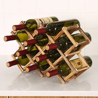 Foldable Wooden Wine Bottle Holder Wine Display Rack Shelf