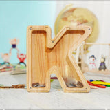 Wooden Letter Piggy Bank Funny Saving Money Box Desktop Decoration