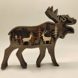 1pc Wood Carve Bear Deer Ornaments Home Decor Christmas Gift Woodcarving Desktop Decoration