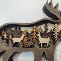 1pc Wood Carve Bear Deer Ornaments Home Decor Christmas Gift Woodcarving Desktop Decoration