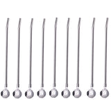 10pcs Stainless Steel Straws Spoon Drinking Straw Spoon Dual-Use Straws Tea Spoon