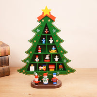 Green DIY Wooden Christmas Tree Decor Tabletop Christmas Ornament Christmas Toy