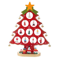 Funny Desktop Wooden Christmas Tree Decor Set with 10 Mini Ornaments