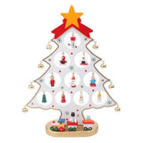 Funny Desktop Wooden Christmas Tree Decor Set with 10 Mini Ornaments