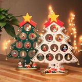 Funny Desktop Wooden Christmas Tree Decor Set with 10 Mini Ornaments