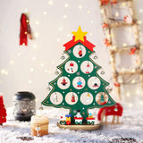 Funny Desktop Wooden Christmas Tree Decor Set with 10 Mini Ornaments