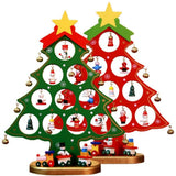 Funny Desktop Wooden Christmas Tree Decor Set with 10 Mini Ornaments