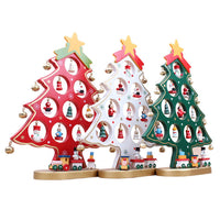 Funny Desktop Wooden Christmas Tree Decor Set with 10 Mini Ornaments