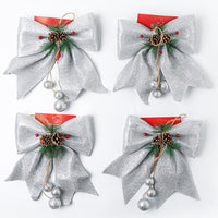 4 Pack of Christmas Tree Bow Ornament Wreaths Glitter Bows Xmas Decor