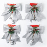 4 Pack of Christmas Tree Bow Ornament Wreaths Glitter Bows Xmas Decor