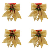 4 Pack of Christmas Tree Bow Ornament Wreaths Glitter Bows Xmas Decor