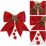 4 Pack of Christmas Tree Bow Ornament Wreaths Glitter Bows Xmas Decor