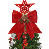 4 Pack of Christmas Tree Bow Ornament Wreaths Glitter Bows Xmas Decor