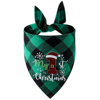 Christmas Pet Triangle Scarf Dog Bandana Pet Wearable Accessories Green Grid